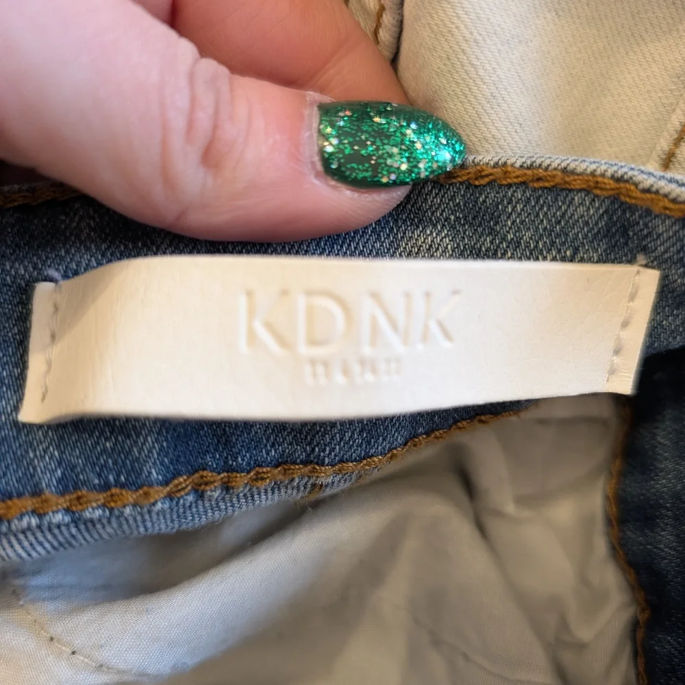 KDNK Tri-striped Bleached Skinny Jean Tinted Blue Size 32 New